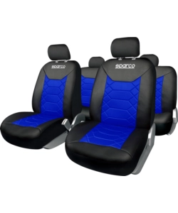 Set completo spc1016 coprisedili per auto universali nero/blu nido d'ape